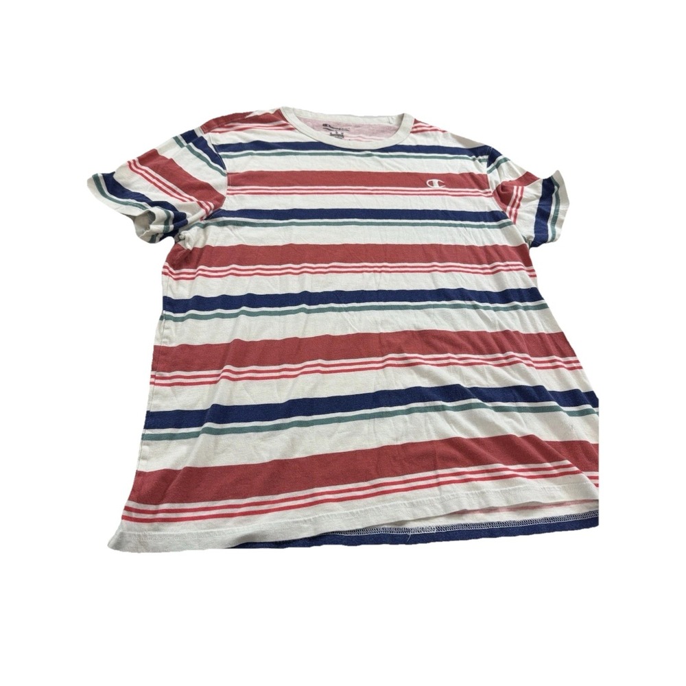 Champion Authentic Athleticwear‎ Striped T-Shirt Red Navy Green White Size L